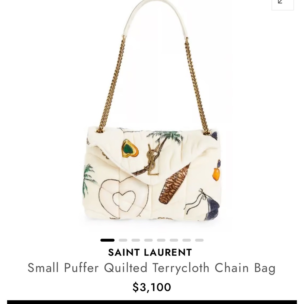 Saint Laurent *NEW* Terry Cloth Vacation Print Lou Lou Bag with Dust Cover - Picture 3 of 17